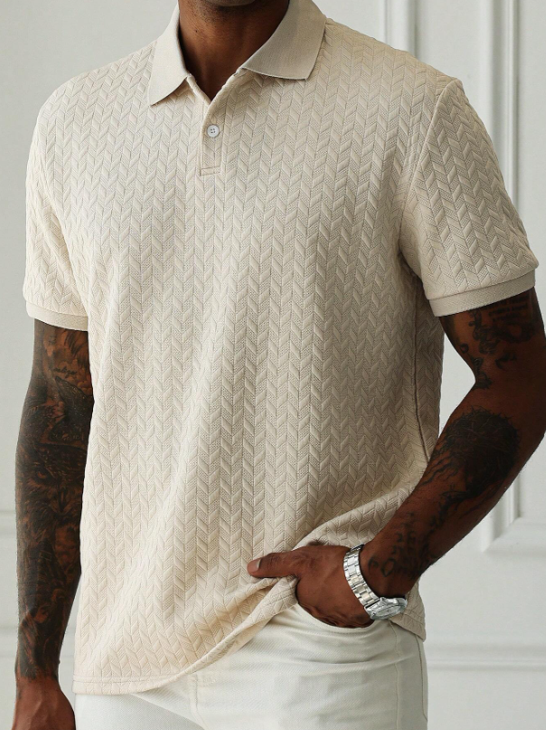 Turndown Collar Front Button Short Sleeve Simple Polo Shirt