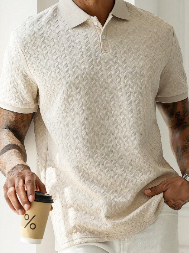 Turndown Collar Front Button Short Sleeve Simple Polo Shirt