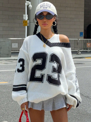 V-Neck Graphic Sweater