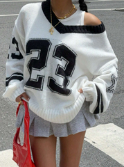 V-Neck Graphic Sweater